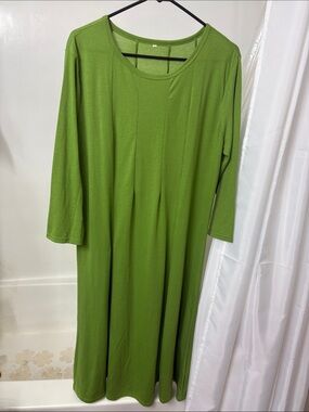 Long Sleeve A-Line Dress in Olive Green